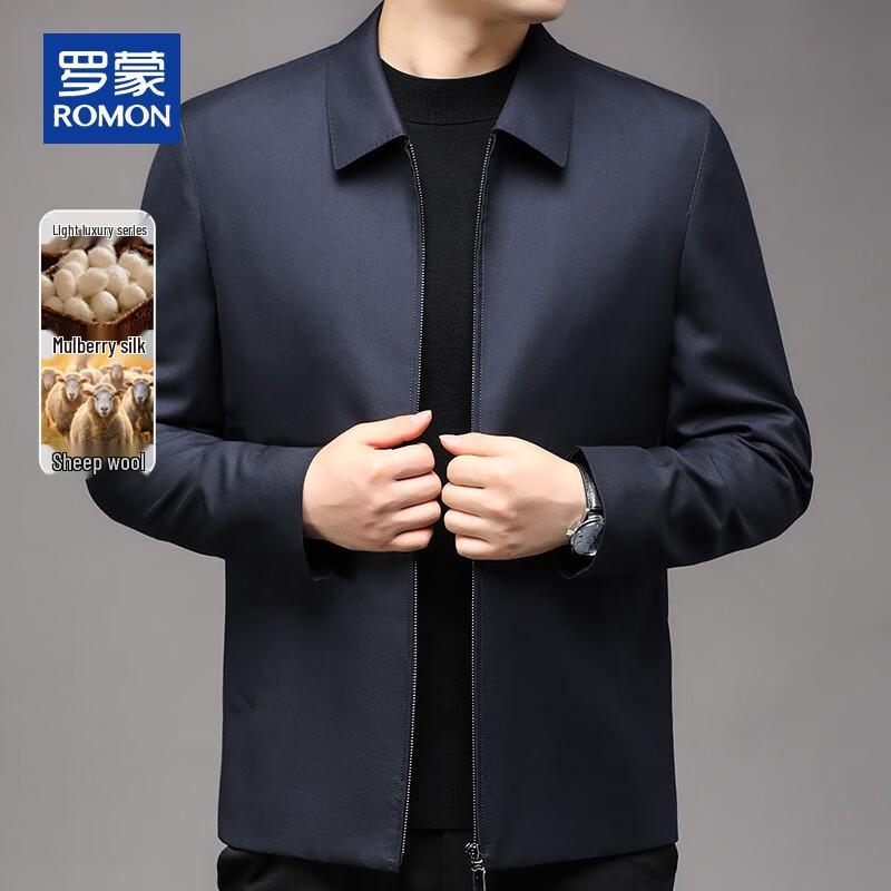 ROMON Men's Luxury Wool & Silk Blend Executive Jacket