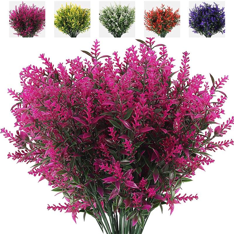 Artificial 1x Flowers Plastic Fake Outdoor Garden Plant Uv Resistant Home Decor