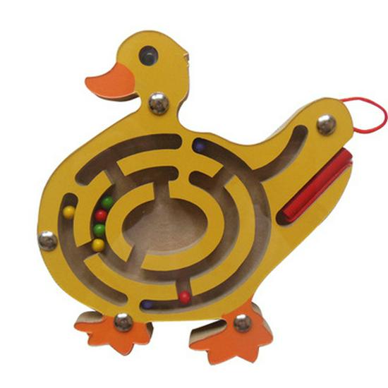 Children's Magnetic Maze Wooden Toy - Bead Rolling Educational Game with Pen Control