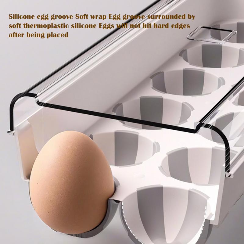 Egg Holders For Refrigerator 12 Slot Refrigerator Egg Storage Holder Space-Saving Dispenser Fridge Organizer