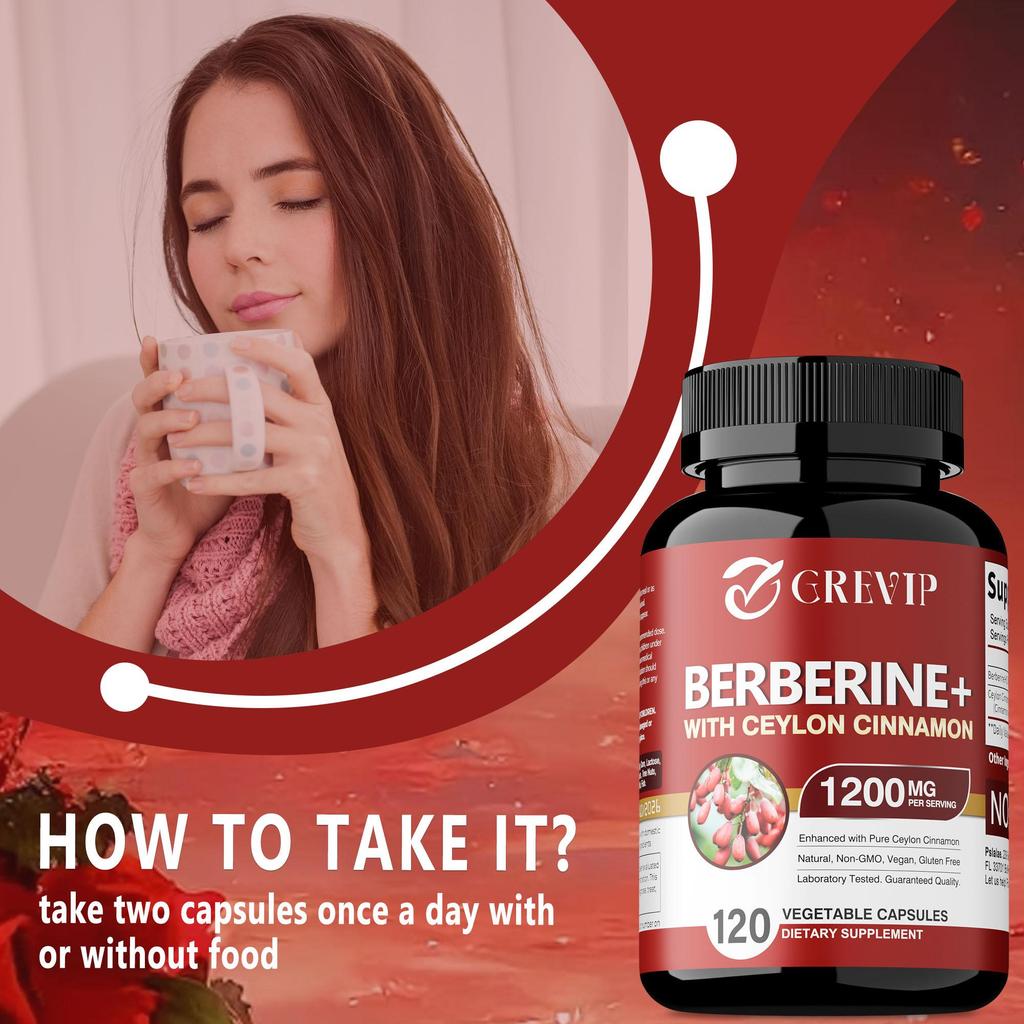 Berberine HCl + Ceylon Kaneel 1200mg - Lagere Bloedsuiker- & Cholesterolgehalt