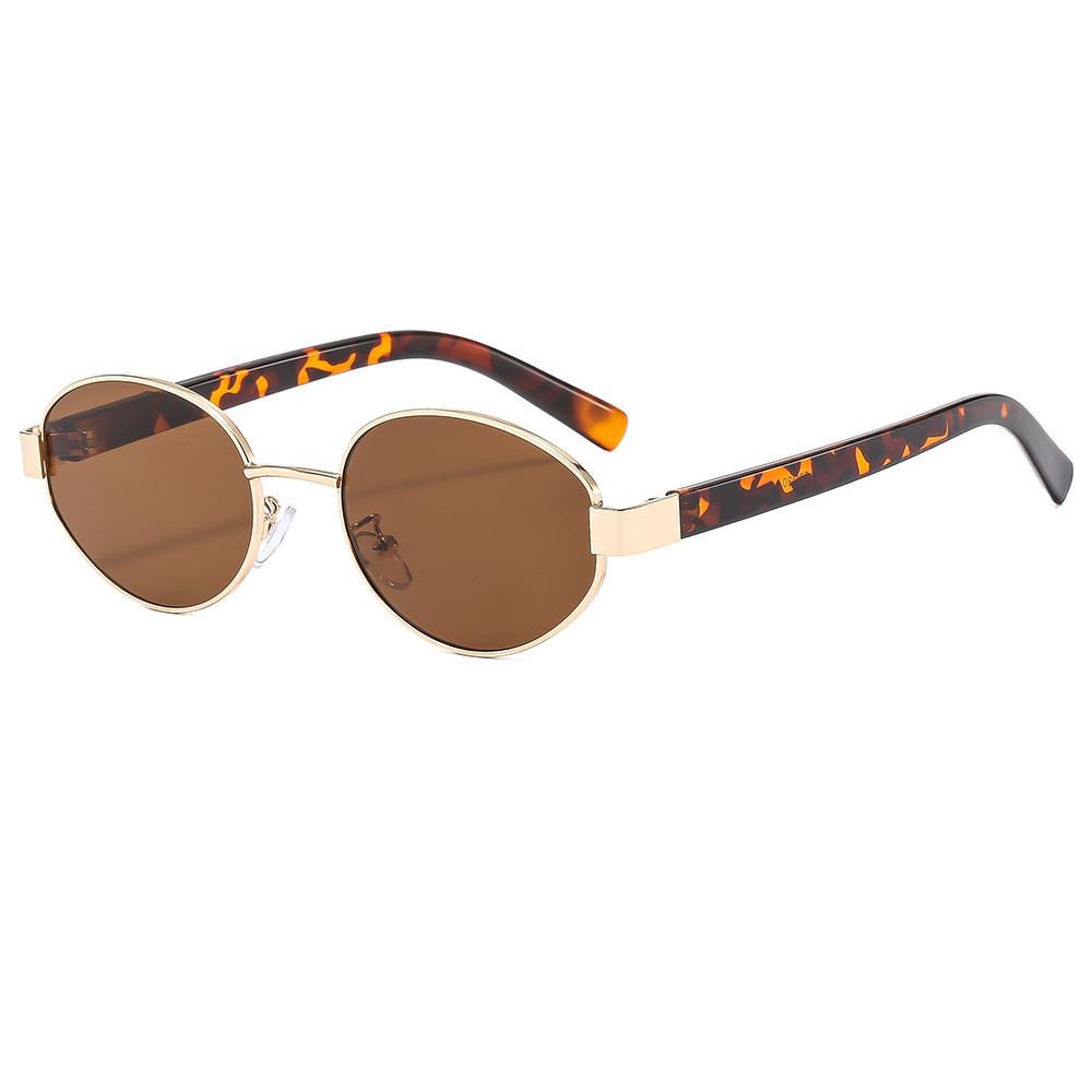 Lisa Style Oval Metal Sunglasses With Uv400 Protection For Fashionable Outdoor Wear GoldFrameTea