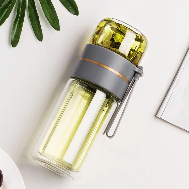 Creative Glass Thermos Mug 400ml Water Bottle Men and Women Portable Vacuum Flask Cup Teacup with Filter Business Gifts