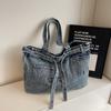 Vintage Shoulder Bag Women's Denim Tote Bag Large Capacity Student Class Bag