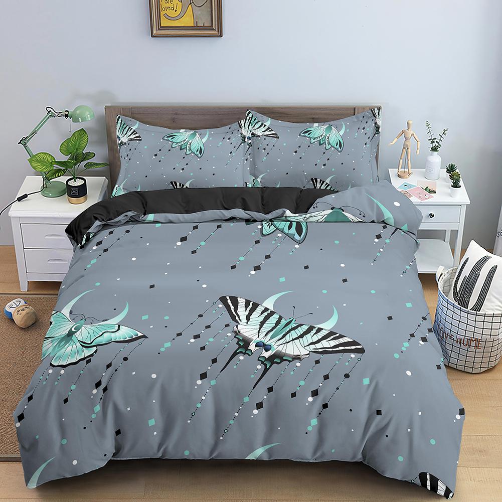 3D Verträumte Nacht Galaxie Lila Schmetterling Gedruckt Lila Fliegender Bettbezug Bettwäsche-Set für Kinder Mädchen Jugendliche Erwachsene 3 Bettbezug