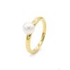 Bague - Pearls &amp; Colors - Perle de Culture d'Eau Douce 6-7 mm Ronde - Perle Blanche - Or Jaune 375/1000 - Qualité AAA+ - Femme