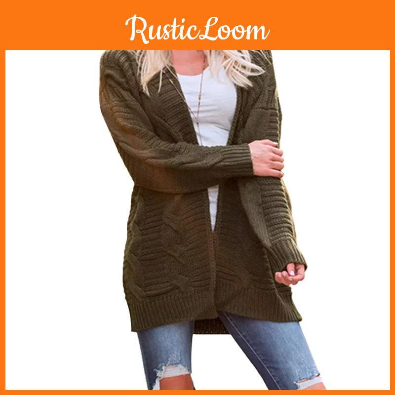 Elegant Women Cardigan Sleeve With Loose Long Fashionable Casual Knitted Sweater