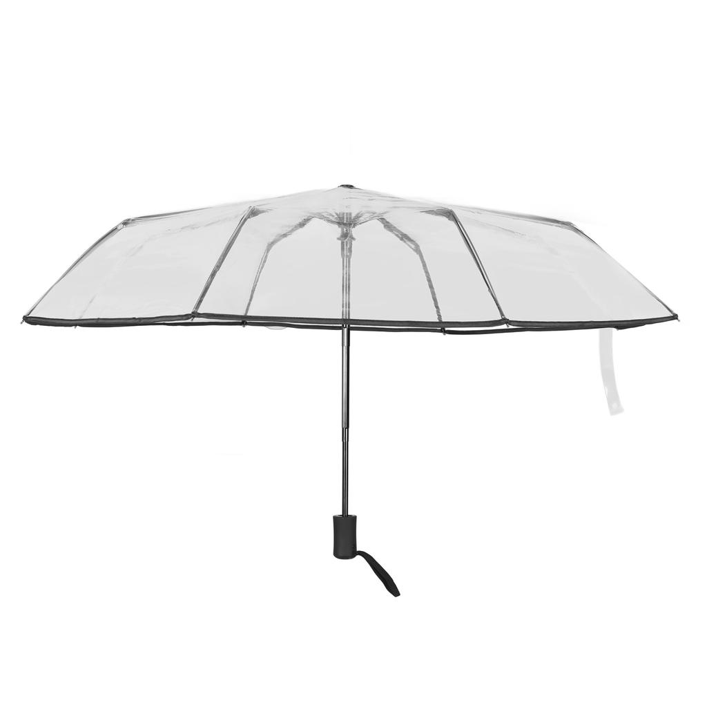 Kompakt paraply Svart Transparent Automatisk design Robust struktur Reseparaply för ryggsäck
