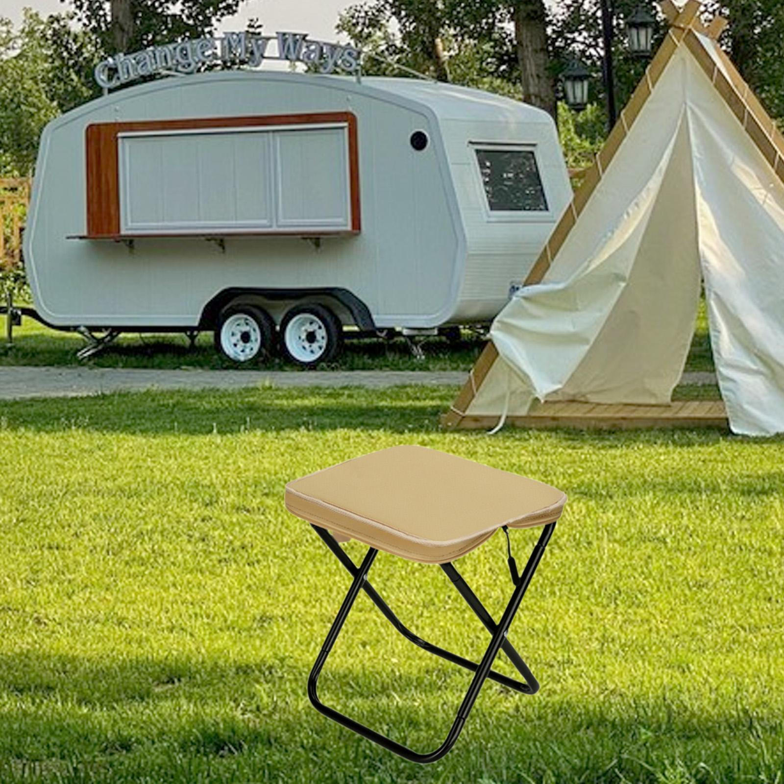 

Camping Stool Adults Folding 130 kg Load Bearing Fishing x Shaped Frame for Backpacking BBQ хакі