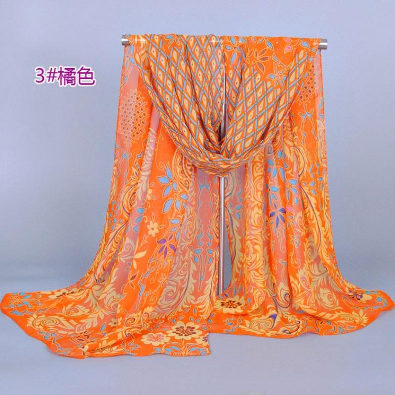 Spring and autumn new chiffon silk scarf, quality printing popular peacock silk scarf scarf source