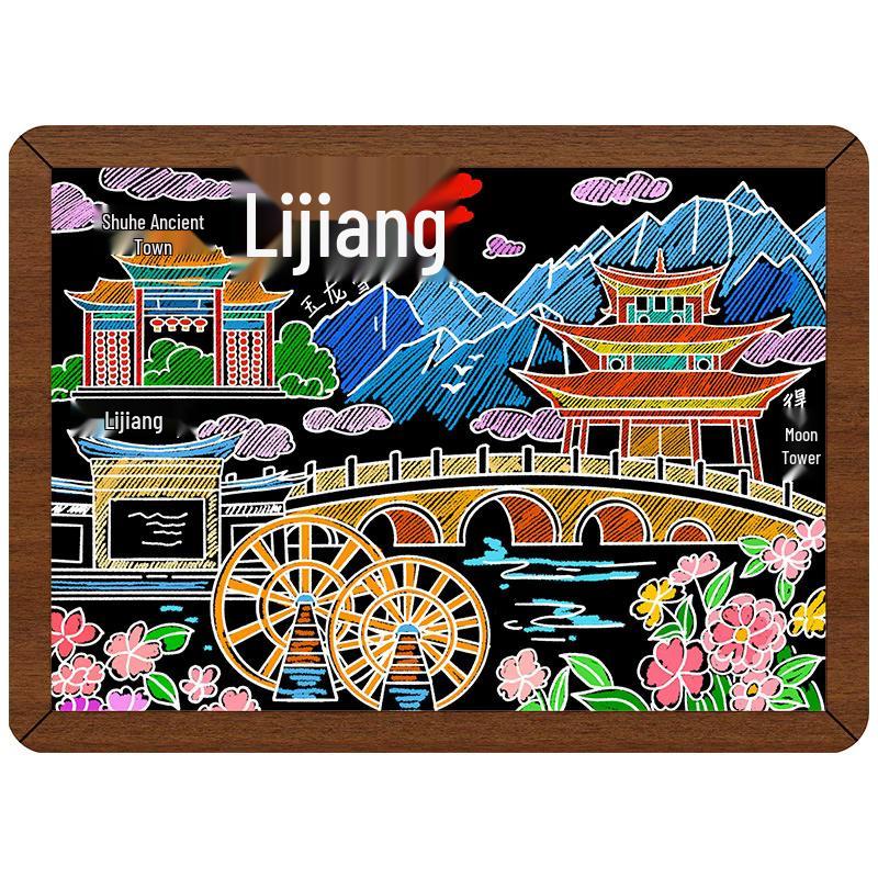 Hand-painted Wooden City Refrigerator Magnet