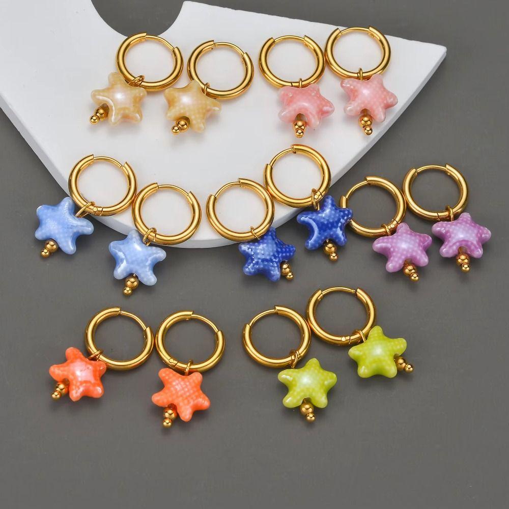 20pcs Ceramic Ceramic Spacer Loose Beads Fresh Color Jewelry Making Material Starfish Bead Gift