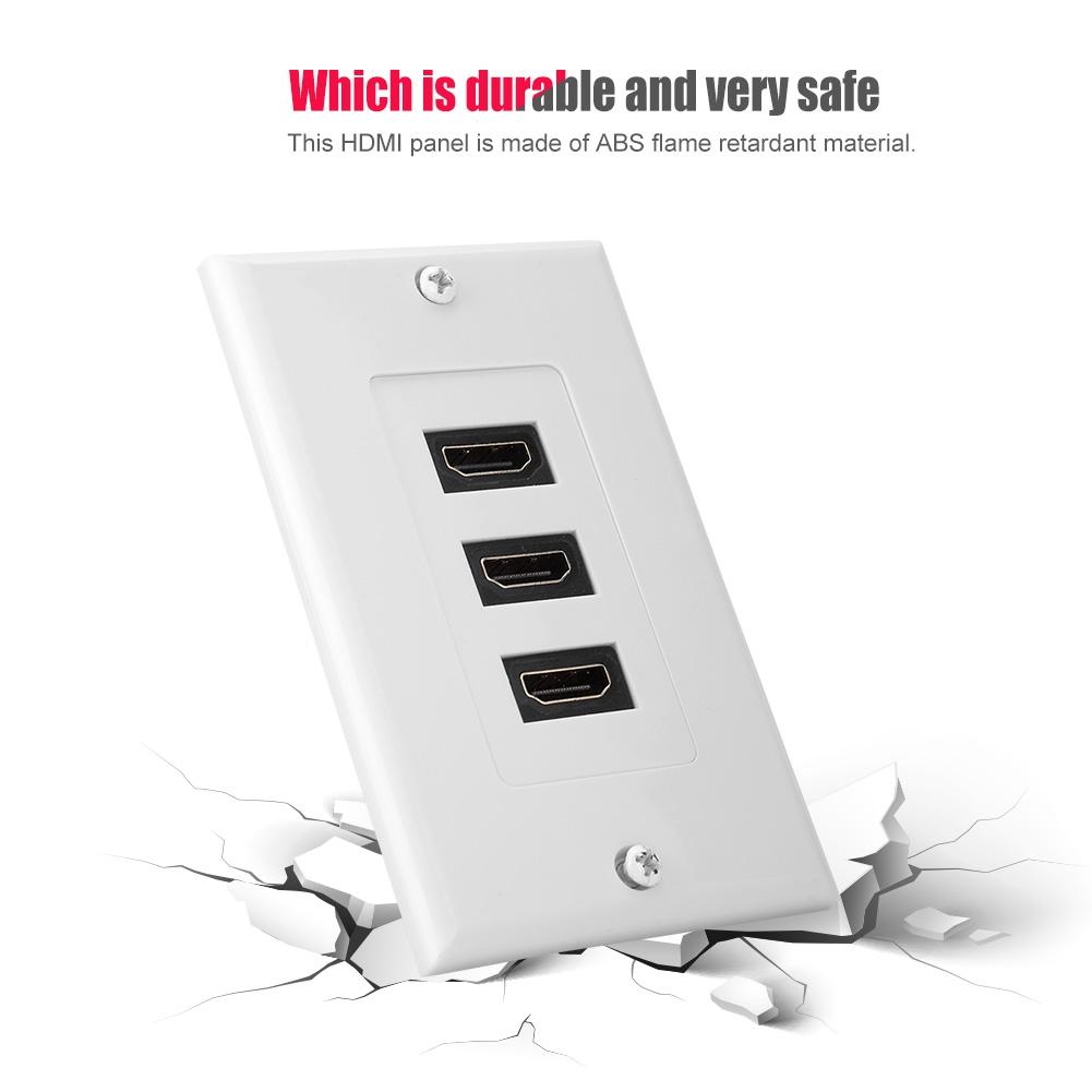 3 port HDMI HD Video Panel Socket USB Hub Adapter Wall Socket