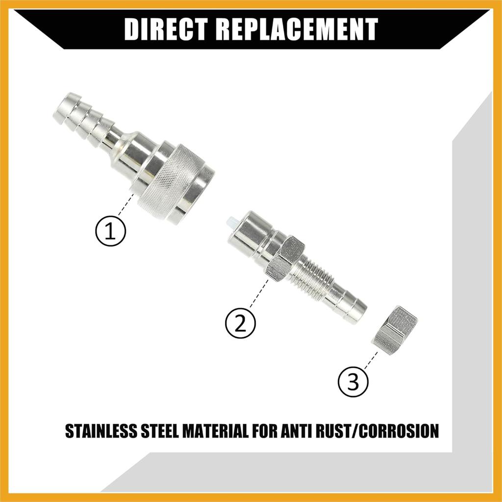 5/16" Boat Fuel Connector Male Female and Locking Nut for Tohatsu for Nissan 2/4-Stroke Outboard/Marine Boat Motor Fuel Tank Connector/Stainless