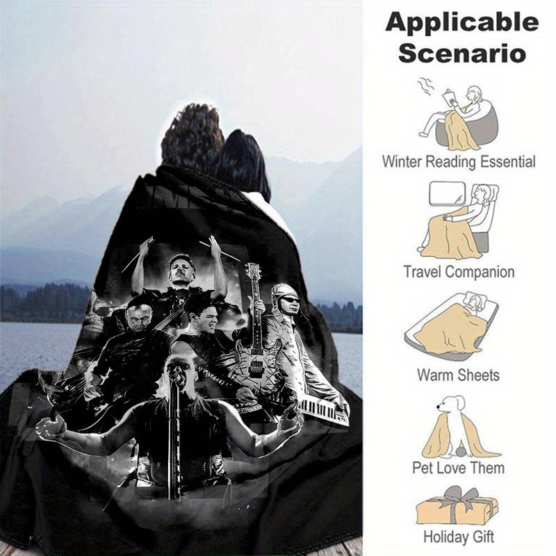 1pc Rammstein-Inspired Home Decor: Cozy Flannel Blanket, Perfect Gift for Bedroom, Living Room, Travel, Camping, Car, Beach, Office Naps, Ideal Sofa T