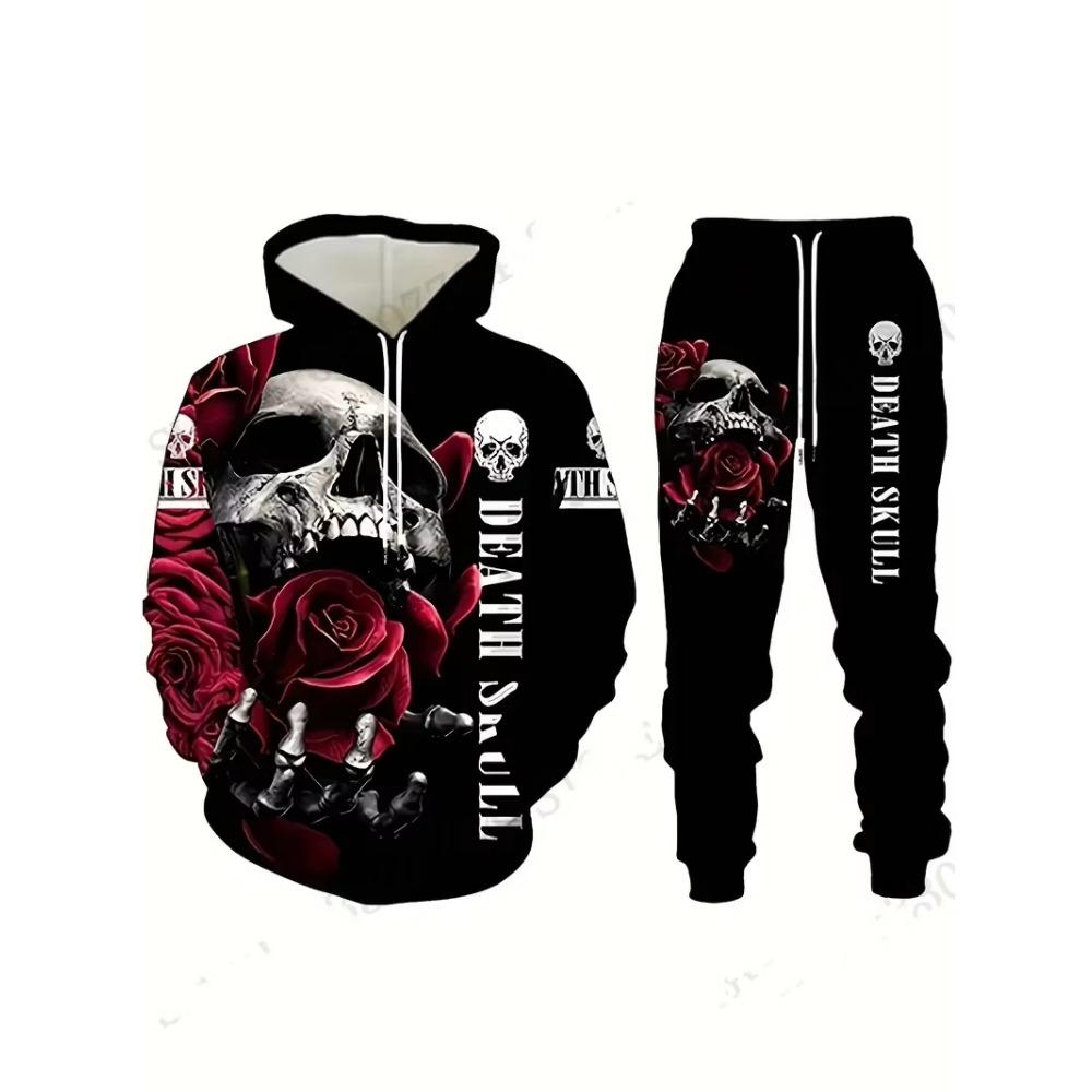 Skeleton Skull 3D Print Hoodies Pants Sets Men's Women Sweatshirts Sweatpants Two Piece Suits Outdoor Tracksuit Man's Clothing