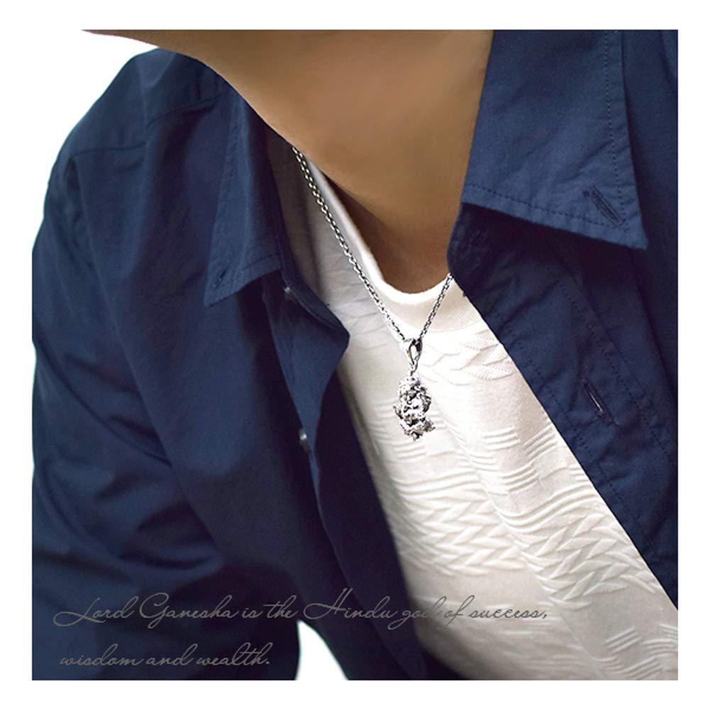 [Shinjuku Gin no Kura] Ganesha Silver 925 Pendant Top (without Chain) Men's Indian God Amulet