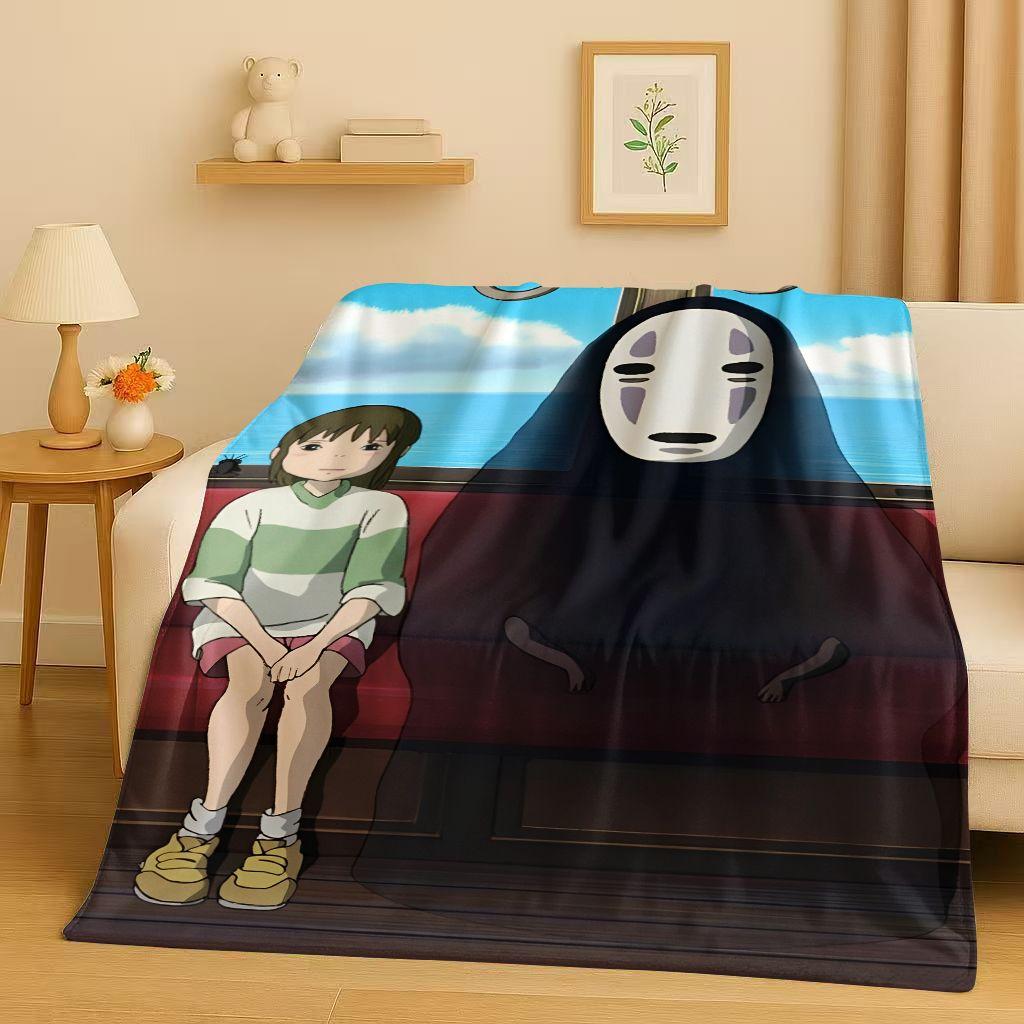 

Classic Cartoon Spirited Away No Face Man Flannel Blanket,Ultra Soft Warm Plush Throw for Home Bedroom Bed Sofa Cover Kid Gift 75x90cm