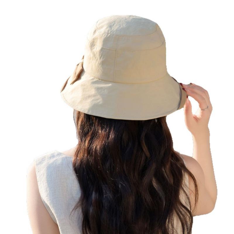 Premium sense bucket hat spring and summer hat women's thin sunshade sunscreen hat bow show face small quick drying sun hat
