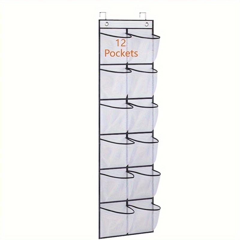 High quality12-Pocket Over-the-Door Shoe Organizer, Large Mesh Pockets, Foldable Design for Closet, Bedroom, Bathroom & Pantry - Ideal for Men'S &