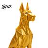 One-piece Molded Dog Figure 3D Printed Geometric Doberman Figurine, Golden Decorative Sculpture, Modern Animal Tabletop Ornament Statue for