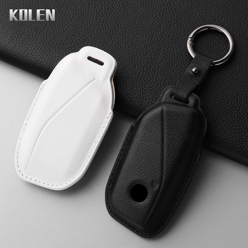 Genuine Genuine Leather Auto Key Fob Cover Case Housing Fit For Bmw I7 X7 G07 5 7 Series Ix X1 X5 G70 G09 Xm U06 G81 M3 Protected Remote Auto