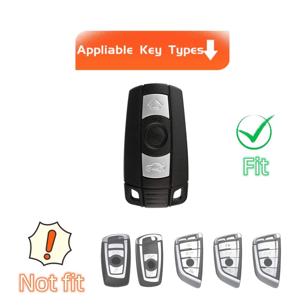 Bilnøkkeldeksel med nøkkelring i PU-skinn for BMW E90 E60 E70 E87 3 5 6 Series M3 M5 X1 X5 X6 Z4 E71 E72 E88 E89 E91 E92