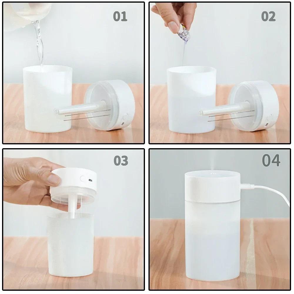 Ultrasonic Air Humidifier Mini Aromatherapy Diffuser with USB Sprayer Essential Oil Atomizer LED Lamp for Home or Car or house