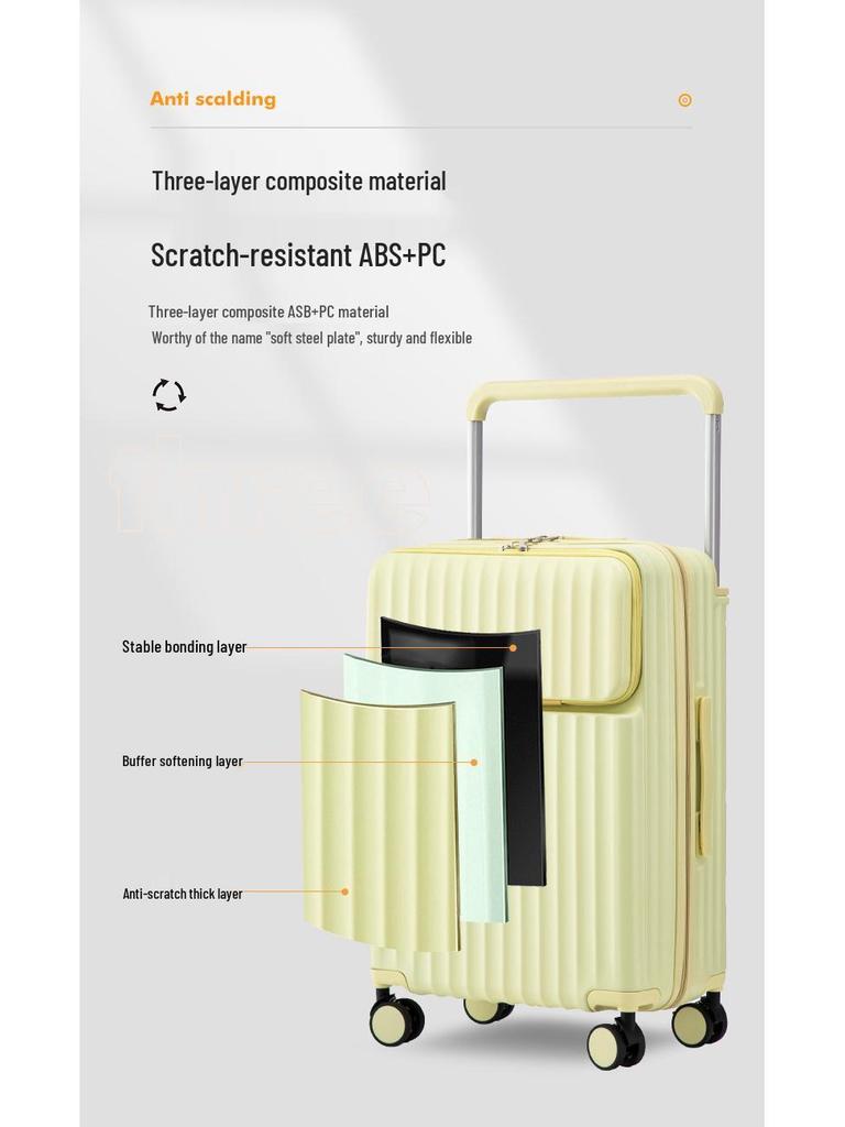 24-inch Women's Wide Drawbar Front-Open Multifunctional Suitcase & 20-inch Men's Durable Travel Case