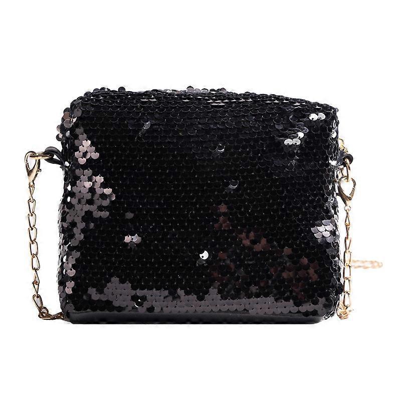 black Sparkle Sequins Mini Purse for Women Bling Crossbody Evening Handbag Clutch Glitter Shoulder Bag 16*16*13CM