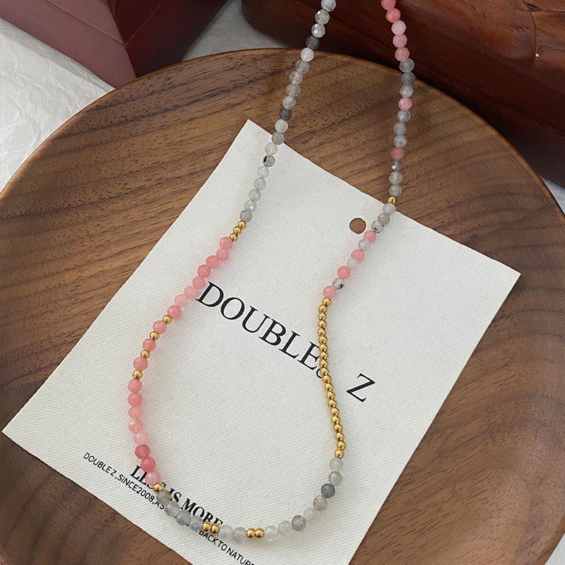 Women's Handmade Beaded Natural Stone Choker - Spring/Summer High-End Sweater Necklace