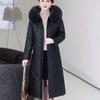 Winter Women's Genuine Leather Jacket Over-the-Knee Long Sheepskin Padded Coat Thickened Windproof Warm Camel Wool Coat