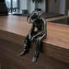 Minimalist Industrial Decor Western Cowboy Desk Decor, 3D Printed Edge-Hanging Figurine with Dangling Legs, Retro Style Desktop Matte Black