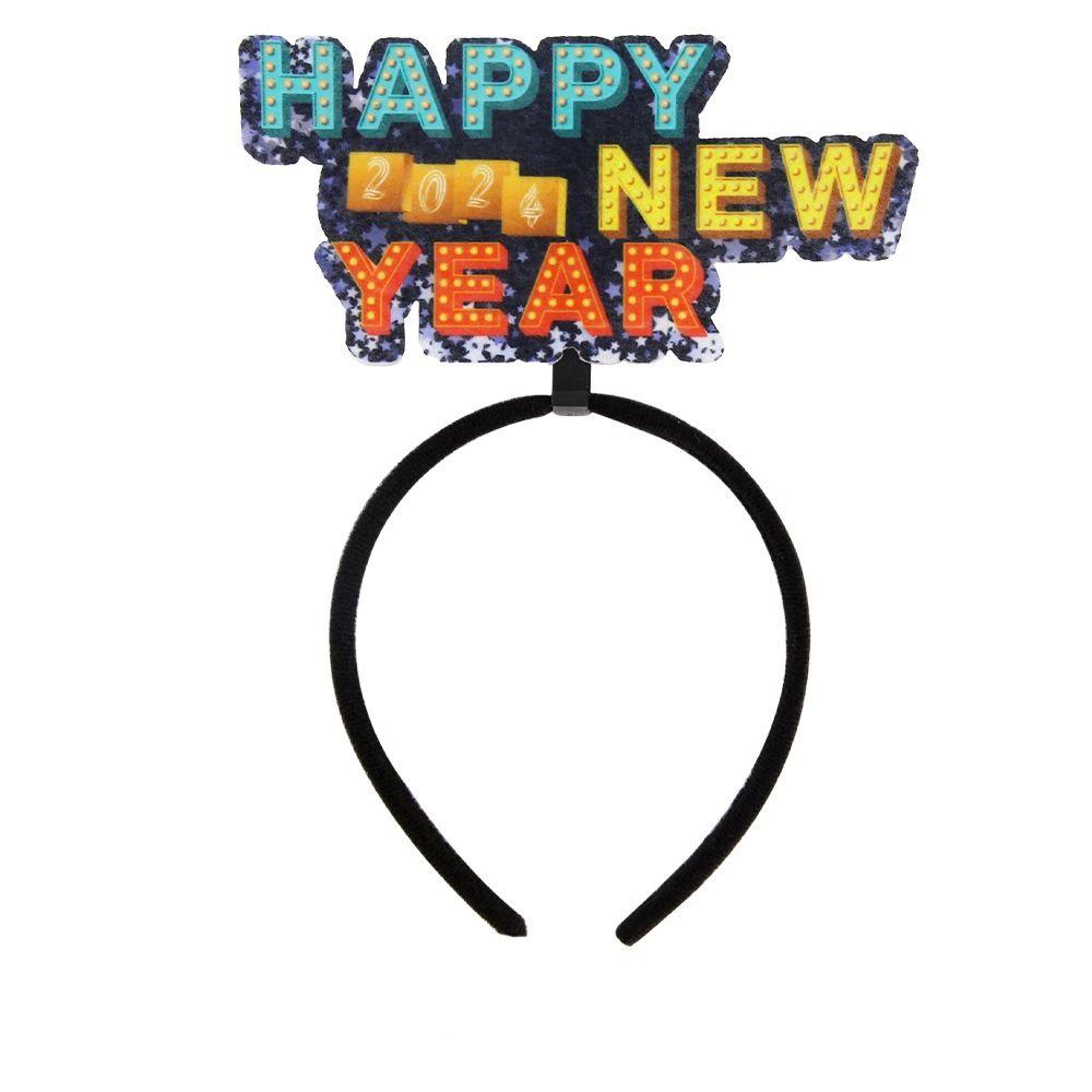 Sequin 2024 Happy New Year Headband Tinsel New Year Headdress Christmas Headpiece  New Year Gift
