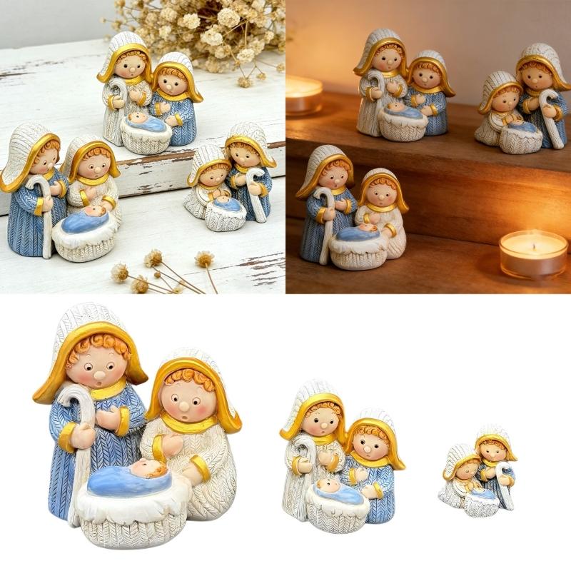 Christmas Nativity Figurines Resin Nativity Scene Statue Holy Family Statues Table Centerpieces Religious Home Decors