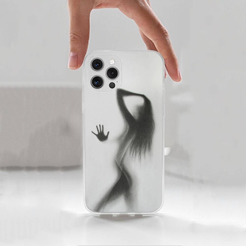 Sexy Girl Silhouettes Case For iPhone X,XS,SE,12,15,Pro,17,Plus,11,Max,13,XR,14,16,Mini,Transparent Soft Cover