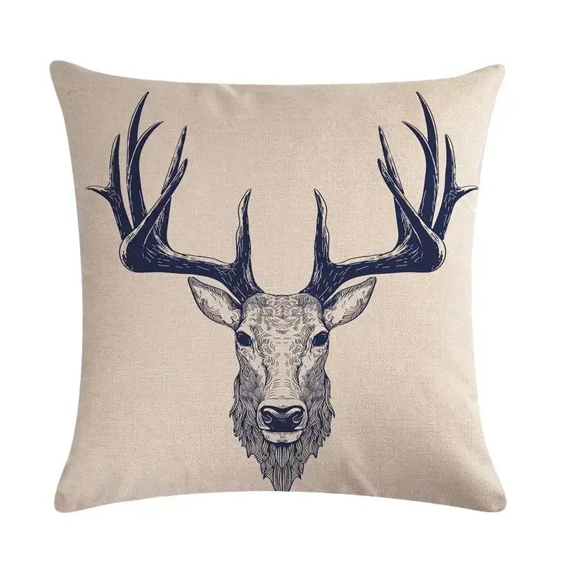 Nordic Cartoon Christmas Polar Bear Animal Print Cushion Cover Decorative for Sofa Linen Pillow Case Home Decor 45X45CM