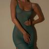 Neues Damen Sling-Spalt-Langkleid Spaghettiträger Tief ausgeschnitten Durchsichtiges Schlitzkleid für Clubparty Heiß
