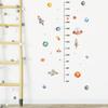 Space Rocket Growth Chart Wall Stickers, Cartoon Planets Height Measure Decal for Kids Room Nursery Decor