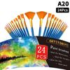 Detail Painting Brushes Set Professional Round Flat Nylon Hair Watercolor Paint Brush For Kid Students Artists Oil Painting Tool