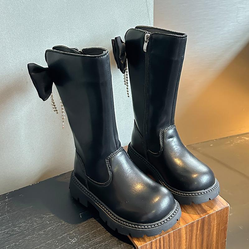 Szykowne Eleganckie Dziewczęce Buty na Platformie Kokarda Wszechstronne Dziecięce Buty Modowe Casualowy Trend Dzieci Księżniczka Czarne Klasyczne Buty Nowe