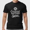 Emotional Support Human Dog Paw Heart Funny 100% Cotton Black T-Shirt