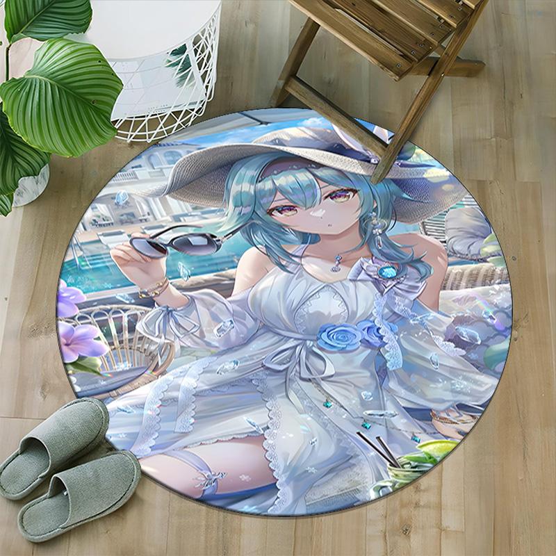 1pc Genshin Impact Furina1 Print Round Carpet Chair Round Carpet Suitable for Bedroom Living Room Home Decorative Carpet