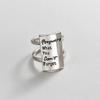 Simple Open Rectangular Letter Ring Niche Design Personality Trend Hip Hop Punk Finger