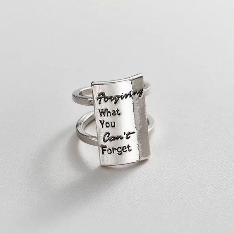 Simple Open Rectangular Letter Ring Niche Design Personality Trend Hip Hop Punk Finger