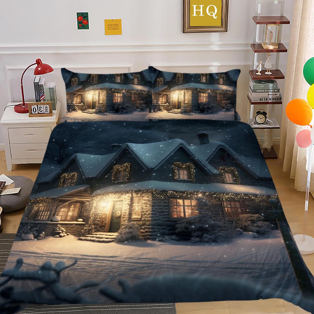 Crăciun Imprimat Home Lenjerie Queen Size Poliester Lenjerie de pat Copii Cuverturi Drăguțe de Înaltă Calitate