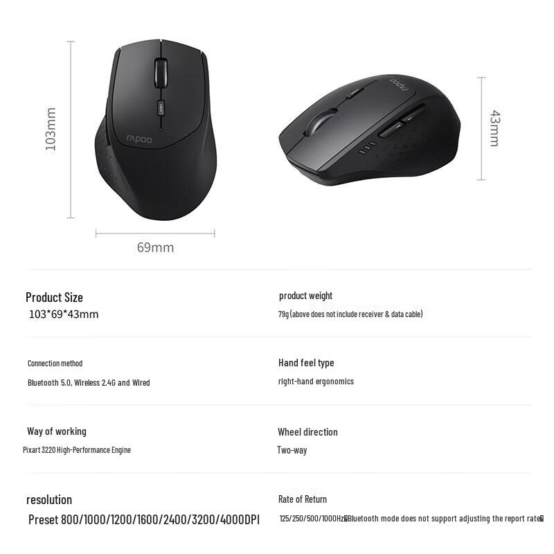 Rapoo MT550 Upgraded Multi-mode Wireless Mouse