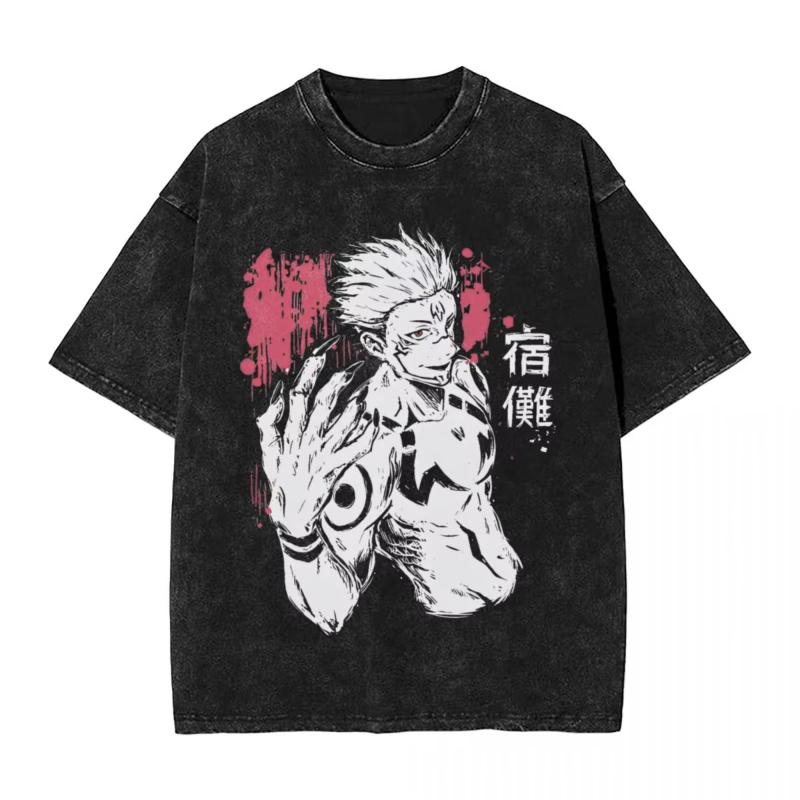 Anime Jujutsu Kaisen Geto Suguru Graphic T-Shirt Men Women Washed Tshirts Manga Vintage Streetwear Harajuku Male Cotton Tops