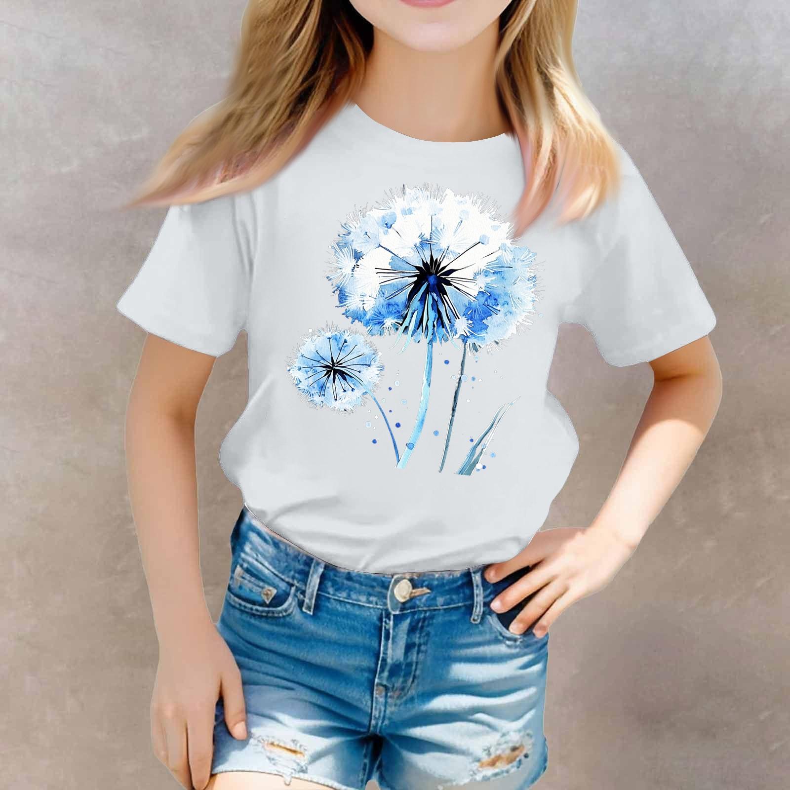 

Повсякденна футболка з короткими рукавами та круглим вирізом для дівчаток 160 білий