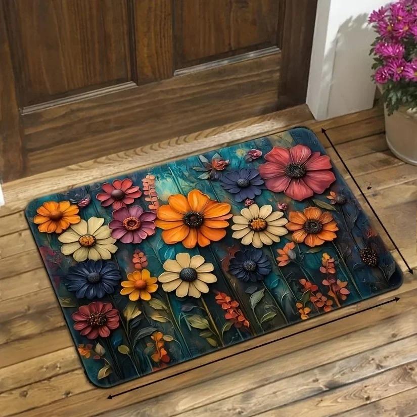 1 Stück Waschküche Küchenteppiche Rutschfest Heimtürmatten Pop-Design Badezimmerteppiche Badematte Teppich für Zuhause Spüle Wäsche Dekor